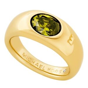 NEW! Michael Kors 14K Gold-Plated Brass Oval Peridot Stone Ring